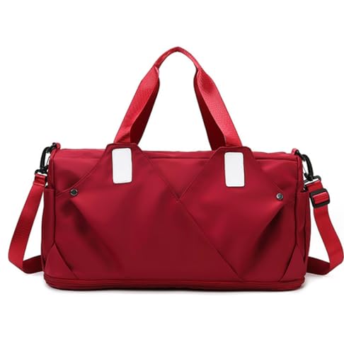 Für Reisen Kurzurlaub 18-Zoll-Übernachtungstasche Für Damen, Reisetasche, Wochenendtasche, Handgepäcktasche, Oxford-Stoff Mit Kulturbeutel (Color : Rood, Size : 48 * 21 * 23cm) von NESPIQ