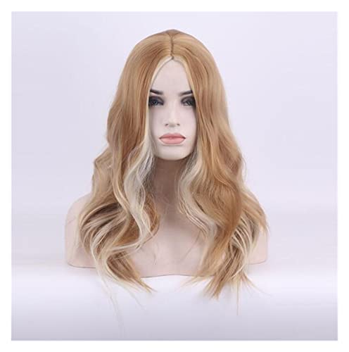 Perücken Blonde Perücke Mit Pony Lange Blonde Perücke ， Lange Gewellte Blonde Perücken Aus Synthetischer Hitzebeständiger Faser Perücken Damen von NESPIQ