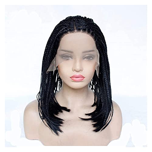 Perücken Handgeflochtene 16-Zoll-Spitzenfrontseitenteil Twist Braids Perücken ， Natürliche Schwarze Cornrow Box Braid Perücke Perücken Damen von NESPIQ