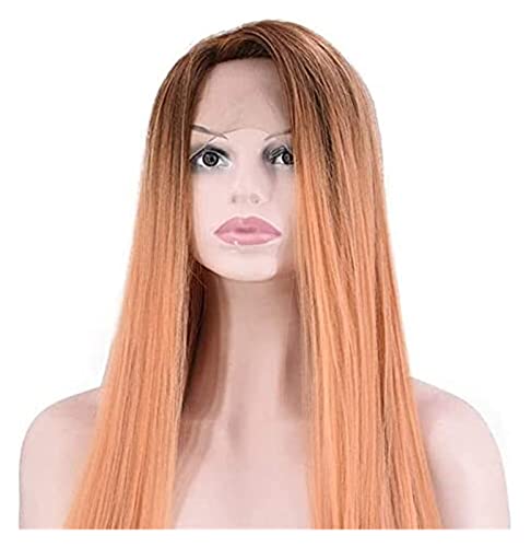 Perücken Orangefarbene Lace-Front-Perücke, Lange, Gerade, Kleberlose, Hitzebeständige Faserhaare, Synthetische Lace-Front-Perücken Perücken Damen von NESPIQ