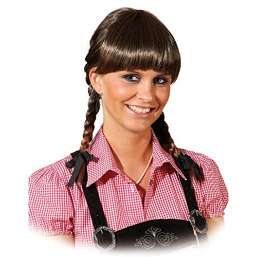 NET TOYS Braune Zopfperücke Lena, Damenperücke one size, Damen Perücke Braun für Wiesn Outfit, Kunsthaarperücke von NET TOYS