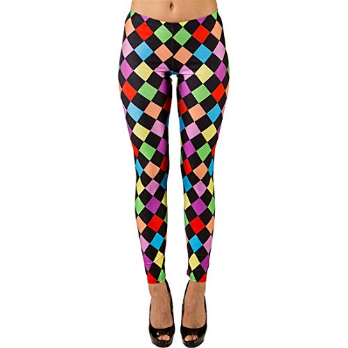 NET TOYS Bunte Damen-Leggings Karomuster | Größe L/XL (44-50) | Schrille Frauen-Pants 80er Jahre | Perfekt geeignet für Mottoparty & Fasching von NET TOYS