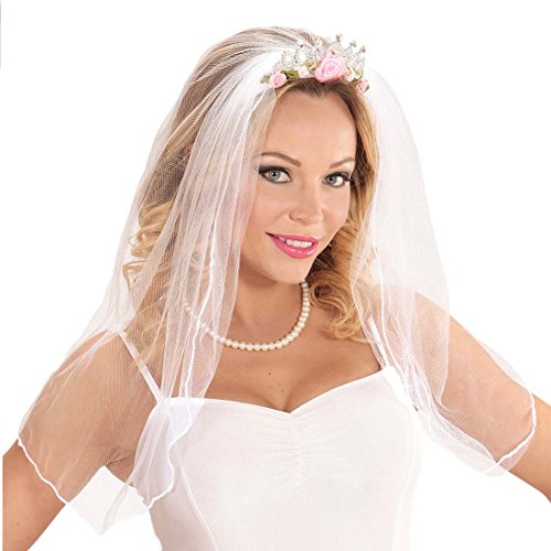 NET TOYS Diadem mit Brautschleier Tiara Hochzeitsschleier Braut Schleier Hochzeit JGA Kopfschmuck Junggesellinnenabschied Haarreif Bride to Be Krone von NET TOYS