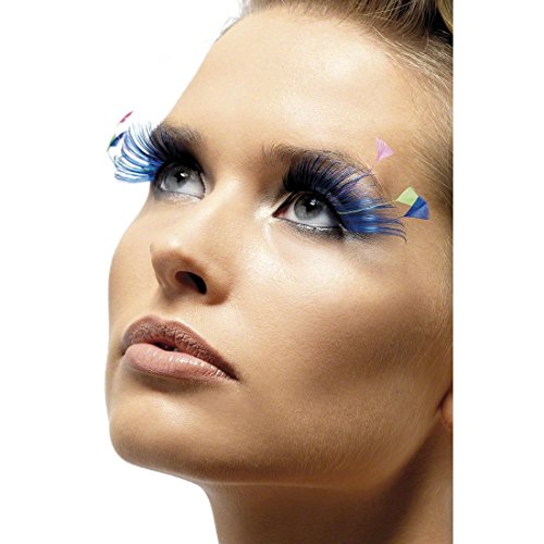NET TOYS Falsche Wimpern schwarz-blau Faschingswimpern Blau Wimpernextensions Karneval Feder Wimpern Kunstwimpern Federwimpern von NET TOYS