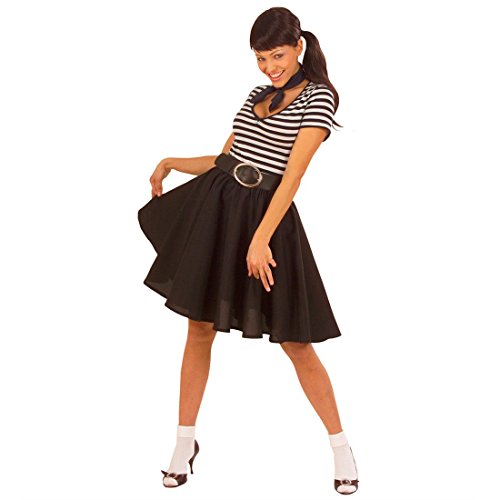 NET TOYS Fifties Rock Rock n Roll Tellerrock schwarz 50er 60er Jahre Petticoat Rockabilly Damenrock Grease Unterrock Mottoparty Kostüm Zubehör von NET TOYS