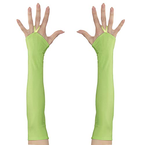 NET TOYS Fingerlose Handschuhe mit Mittelfinger-Schlaufe | Neongrün | Hochwertiges Frauen-Kostüm-Zubehör Armstulpen | Passend gekleidet für Fasching & Karneval von NET TOYS