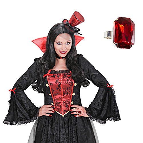 NET TOYS Gothic Ring mit rotem Stein Vampir Schmuck König Fingerring Halloween Schmuckstein Fingerschmuck Karneval Accessoires NET TOYS Gothic Ring mit rotem Stein Vampir Schmuck König Fingerring Halloween Schmuckstein Fingerschmuck Karneval Accessoires von NET TOYS