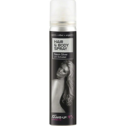 NET TOYS Haar- und Körperspray Silber Körper Sprühfarbe Glitzer Silber 75 ml Colorspray Haarspray Bodyspray Bodypainting von NET TOYS