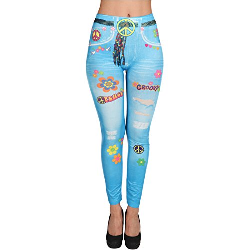 NET TOYS Hippie Hose 70er Jahre Leggings Stretch Hippiehose Flower Power Stretchhose 60er Jahre Jeggings Peace Mottoparty Karneval Kostüme Damen NET TOYS Hippie Hose 70er Jahre Leggings Stretch Hippiehose Flower Power Stretchhose 60er Jahre Jeggings Peace Mottoparty Karneval Kostüme Damen von NET TOYS