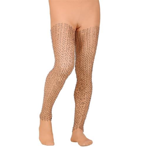 NET TOYS Lustige Strumpfhose mit Haar-Stoppeln - Braun M/L (50/52) - Schrilles Männer-Kostüm-Zubehör Herren-Strumpfhose Behaartes Beinkleid von NET TOYS