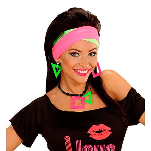 NET TOYS Neon Halskette und Ohrringe 80er Jahre Schmuck Set Ohrclips Halsschmuck Hals Kette Ohr Ring Modeschmuck Ohren Clips Kostüm Kleidung Verkleidung Accessoires von NET TOYS