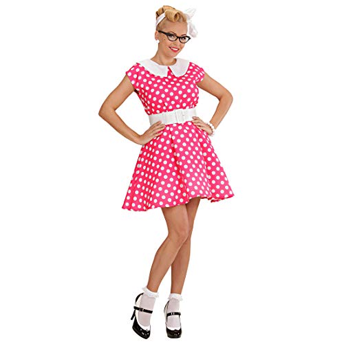 NET TOYS Originelles 50er Jahre Kleid mit Petticoat - Rosa-Weiß S (34/36) - Traumhafte Damen-Verkleidung Vintage mit Polka Dots - Wie geschaffen für Fasching & Karneval von NET TOYS