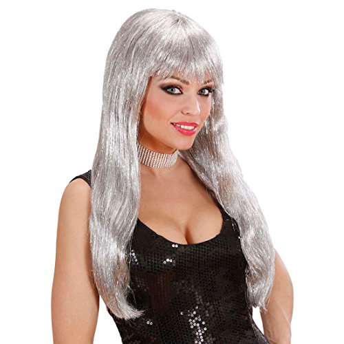 NET TOYS Perücke Silber Glam Damenperücke Glamour Frauen Langhaarperücke Damen Glamourperücke Faschingsperücke Fasnacht von NET TOYS