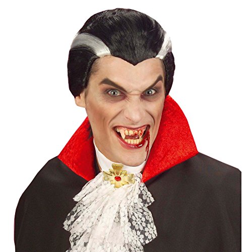 NET TOYS Perücke Vampir Halloween Draculaperücke Drakula Halloweenperücke Schwarz, Kostüm Zubehör, Einheitsgröße, Kunsthaar von NET TOYS