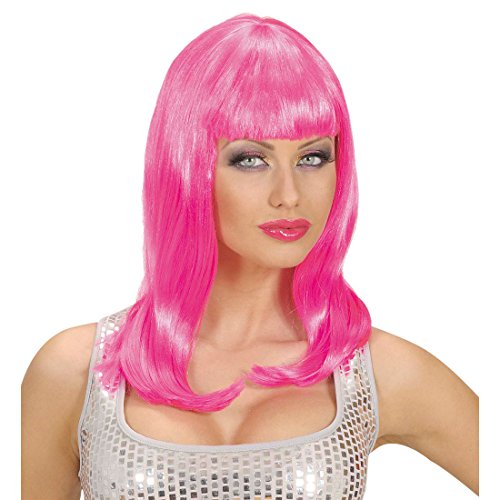 NET TOYS Pinke Damen Perücke lang glatt Damenperücke pink Fasching Karneval, Einheitsgröße, Kunsthaar von NET TOYS