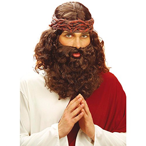 NET TOYS Prediger Perücke Jesus mit Bart Karneval Heiliger Gott Götter Jesusperücke Herrenperücke Fasnacht, Einheitsgröße, Kunsthaar von NET TOYS