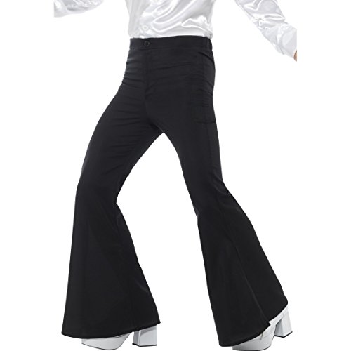 NET TOYS Schwarze Schlaghose Männer ausgestellte 70er Jahre Hose XL (56/58) Seventies Disco Bootcut Männerhose mit Schlag Hippie von NET TOYS