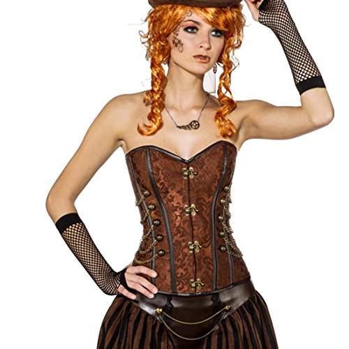 NET TOYS Steampunk Corsage braun Damenkorsett braun M (40/42) Gothic Torselett viktorianische Mode von NET TOYS