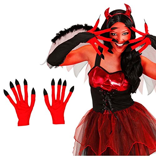 NET TOYS Teufel Handschuhe Satan Hände rot Red Devil Gloves Rote Teufelshände Hölle Faschingshandschuhe Halloween Kostüm Zubehör von NET TOYS