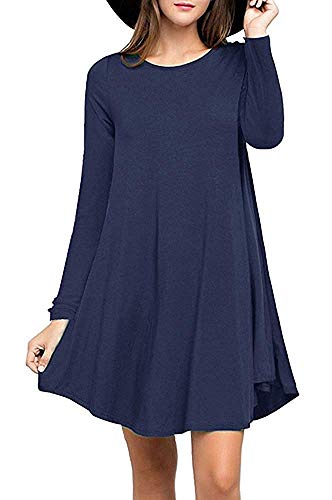 NETANT Damen Mini Kleid Rundhals Stretch Casual Kleider von NETANT