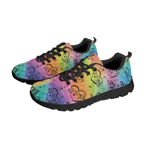 NETILGEN Atmungsaktive Damen-Wanderschuhe, Sport-Sneaker, Regenbogen, Musiknoten, Tennis, Flache Laufschuhe NETILGEN Atmungsaktive Damen-Wanderschuhe, Sport-Sneaker, Regenbogen, Musiknoten, Tennis, Flache Laufschuhe von NETILGEN