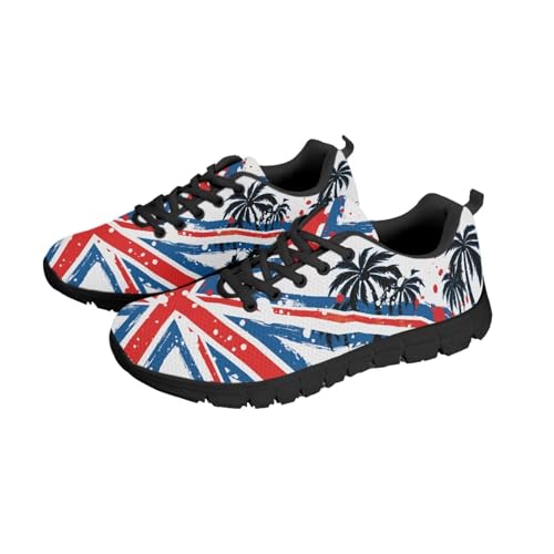 NETILGEN Atmungsaktive Damen-Wanderschuhe, Sport-Sneaker mit Union-Flagge, Tennis-Sneaker, Laufschuhe, Flache Schuhe. NETILGEN Atmungsaktive Damen-Wanderschuhe, Sport-Sneaker mit Union-Flagge, Tennis-Sneaker, Laufschuhe, Flache Schuhe. von NETILGEN