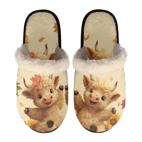 NETILGEN Baby Highland Cow Slippers for Women Men Fuzzy Warm Winter Shoes with Anti Slip Sole Comfy Memory Foam House Slippers Casual Home Flats NETILGEN Baby Highland Cow Slippers for Women Men Fuzzy Warm Winter Shoes with Anti Slip Sole Comfy Memory Foam House Slippers Casual Home Flats von NETILGEN