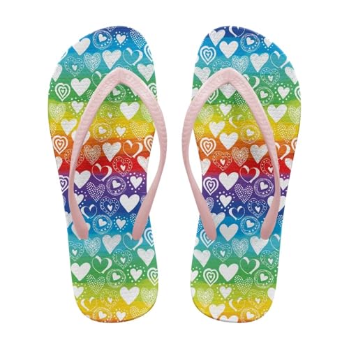 NETILGEN Bequeme Damen-Flip-Flops mit Regenbogen-Liebe, Strand-Flip-Flops, Sommer-Zehenstegsandalen mit rutschfester Unterseite NETILGEN Bequeme Damen-Flip-Flops mit Regenbogen-Liebe, Strand-Flip-Flops, Sommer-Zehenstegsandalen mit rutschfester Unterseite von NETILGEN