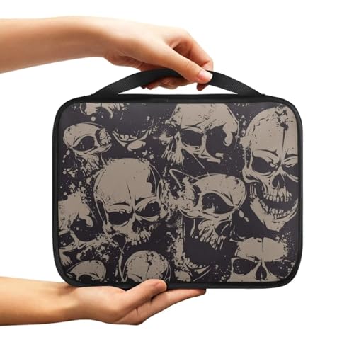 NETILGEN Bibelhülle Notebook Tragetasche mit Griff Polyester Canvas Bibelhülle Schrift Studie Bibelschutz Geschenk für Frauen Männer Kinder Totenkopf von NETILGEN