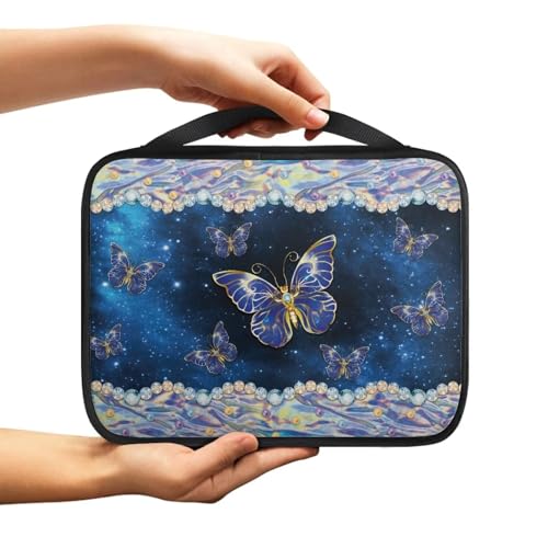 NETILGEN Bibelschutztasche, Kirchentasche mit Griff, exquisite Bibeltasche, Tragetasche, Büchertasche, universell passend für Bibel in Standardgröße, Schmetterling, Diamant-Galaxie von NETILGEN