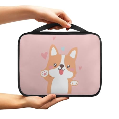 NETILGEN Book Case Bible Cover Case with Handle Zipper Scripture Study Bible Case Notebook Carrying Case Fits for Standard Size Bible, Pink Cute Corgi von NETILGEN