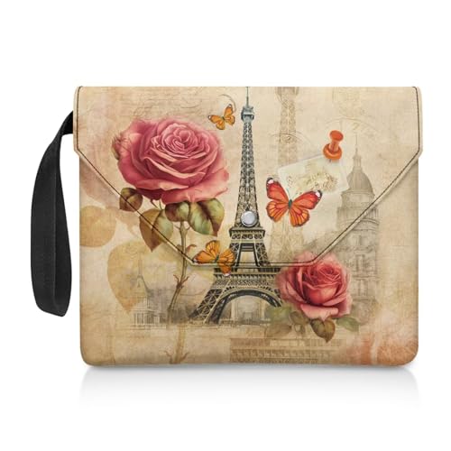 NETILGEN Book Sleeve Book Storage Bag Book Sox for Paperback Washable Reusable Textbook Jackets Book Covers with Strap Gift for Book Lovers Girls Kids, Eiffelturm Rose Retro NETILGEN Book Sleeve Book Storage Bag Book Sox for Paperback Washable Reusable Textbook Jackets Book Covers with Strap Gift for Book Lovers Girls Kids, Eiffelturm Rose Retro von NETILGEN