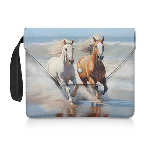 NETILGEN Book Sleeve Case Book Sleeve Protector Book Sox for Paperback Hardcover Notebook with Extra Sleeve Pocket Book Nerd Gifts for Kids Teens Adult, Beach Horse NETILGEN Book Sleeve Case Book Sleeve Protector Book Sox for Paperback Hardcover Notebook with Extra Sleeve Pocket Book Nerd Gifts for Kids Teens Adult, Beach Horse von NETILGEN