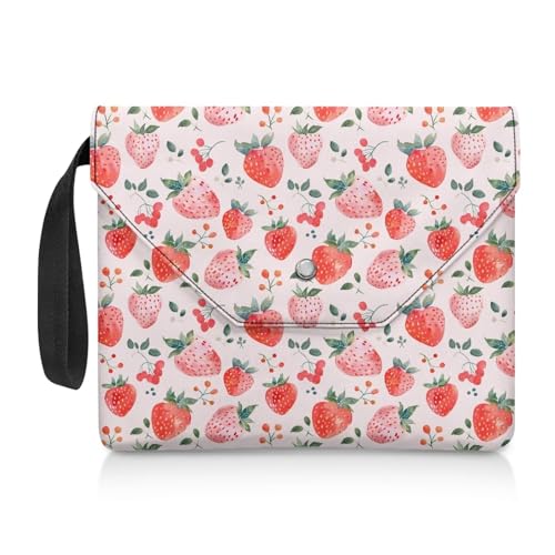 NETILGEN Book Sleeve Case Book Sleeve Protector Book Sox for Paperback Hardcover Notebook with Extra Sleeve Pocket Book Nerd Gifts for Kids Teens Adult, Strawberry Print von NETILGEN