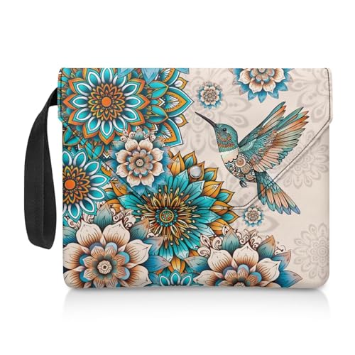 NETILGEN Book Sleeve Case Book Sleeve Protector Book Sox for Paperback Hardcover Notebook with Extra Sleeve Pocket Reading Gift for Kids Women Men, Boho Flower Hummingbird NETILGEN Book Sleeve Case Book Sleeve Protector Book Sox for Paperback Hardcover Notebook with Extra Sleeve Pocket Reading Gift for Kids Women Men, Boho Flower Hummingbird von NETILGEN