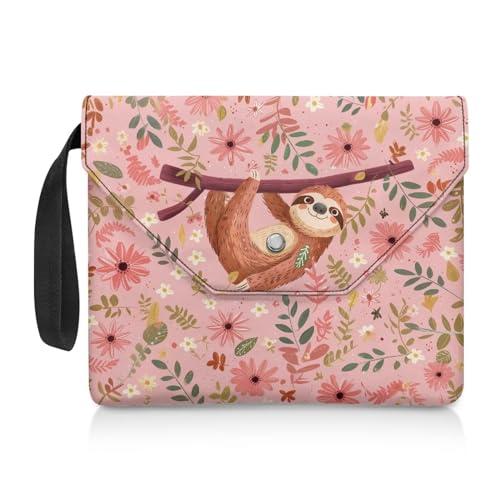 NETILGEN Book Sleeve Protector Book Pouch Paperback Purse for Book Lovers with Handle Strap Reusable Book Cover 11.8 x 9.4 Inch Boys Girls Bookish Gift, Faultier Daisy Leaf Pink NETILGEN Book Sleeve Protector Book Pouch Paperback Purse for Book Lovers with Handle Strap Reusable Book Cover 11.8 x 9.4 Inch Boys Girls Bookish Gift, Faultier Daisy Leaf Pink von NETILGEN