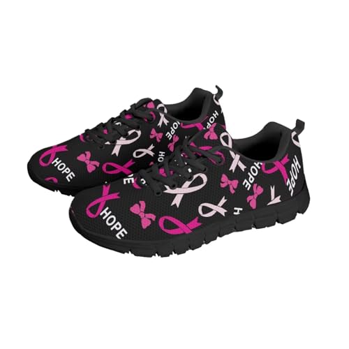 NETILGEN Brustkrebs-Bewusstseins-Hoffnung-Wander-Sneaker für Damen, Bequeme Air-Mesh-Tennisschuhe, Schnürschuhe für Fitness-Fitness-Laufschuhe NETILGEN Brustkrebs-Bewusstseins-Hoffnung-Wander-Sneaker für Damen, Bequeme Air-Mesh-Tennisschuhe, Schnürschuhe für Fitness-Fitness-Laufschuhe von NETILGEN