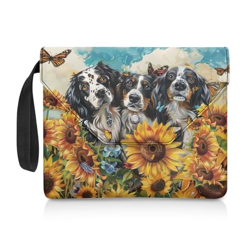 NETILGEN Buchhüllen für Buchliebhaber, waschbare Buchumschläge, Lehrbuchschutzhüllen, Buchschutz, Buchtasche, Buchtasche, Geldbörse mit Griff, Berner Sennenhund, Sonnenblume von NETILGEN