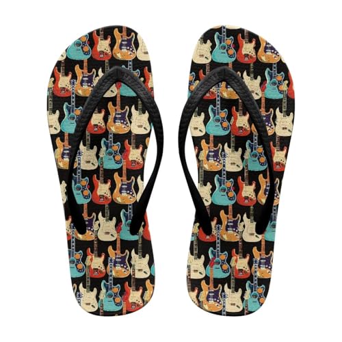 NETILGEN Damen-Flip-Flops mit Gitarrenmuster, weiche Sommer-Strand-Pool-Schuhe mit T-Riemen, rutschfeste Duschschuhe NETILGEN Damen-Flip-Flops mit Gitarrenmuster, weiche Sommer-Strand-Pool-Schuhe mit T-Riemen, rutschfeste Duschschuhe von NETILGEN