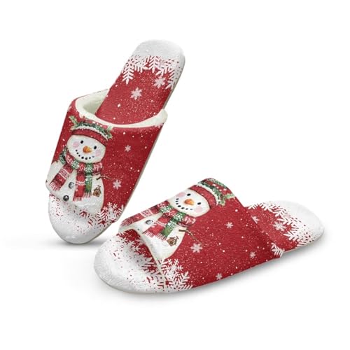 NETILGEN Damen Haus Pantoffeln für Weihnachten Indoor Outdoor Flache Pantoffeln Open Cute Snowman Drucken von NETILGEN