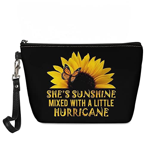 NETILGEN Damen-Make-up-Tasche mit Reißverschluss, tragbare Kosmetiktaschen, wasserdichte Tasche, Organizer, Kulturbeutel, Reisen, She's Sunshine Sonnenblume, Einheitsgröße, Kosmetikkoffer von NETILGEN