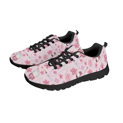 NETILGEN Damen-Tennisschuhe mit rosa Krankenschwester-Print, Schnürschuhe, Lauftrainingsschuhe, rutschfeste Sportschuhe, Tennisschuhe NETILGEN Damen-Tennisschuhe mit rosa Krankenschwester-Print, Schnürschuhe, Lauftrainingsschuhe, rutschfeste Sportschuhe, Tennisschuhe von NETILGEN