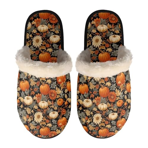 NETILGEN Fall Pumpkins Memory Foam Fluffy Slippers Thanksgiving Warm Silp on House Slippers with Anti-skid Sole Cozy Plush for Indoor Outdoor NETILGEN Fall Pumpkins Memory Foam Fluffy Slippers Thanksgiving Warm Silp on House Slippers with Anti-skid Sole Cozy Plush for Indoor Outdoor von NETILGEN