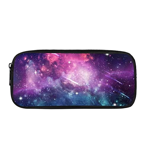 NETILGEN Federmäppchen für Jungen und Mädchen, Frauen Make up Pouch Stifteetui Kind Mädchen Schreibwaren Schulbedarf für Kinder Geschenke, Lila Sternenhimmel Galaxie Meteor von NETILGEN