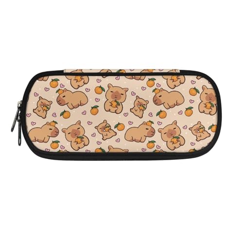 NETILGEN Federmäppchen für Jungen Mädchen zurück zur Schule Schreibwaren Stifthalter mit Fach, Orange Capibara, Schulranzen von NETILGEN