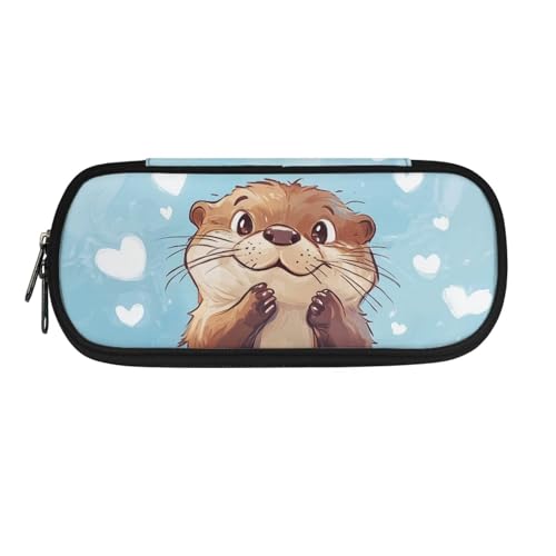 NETILGEN Federmäppchen mit großer Kapazität für Kinder Jungen Mädchen Schreibwaren Aufbewahrung Federmäppchen Federmäppchen Schulbedarf, Otter, Schultasche von NETILGEN