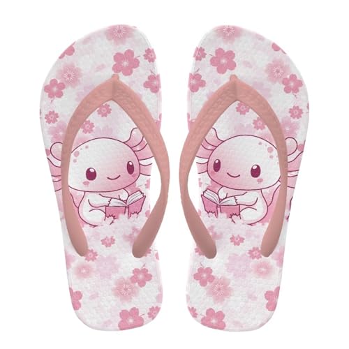 NETILGEN Flip-Flops für Mädchen, Sommer-Strandsandalen mit Axolotl-Buch-Print, flache Sandalen für Kindergartenkinder, Babys und Kleinkinder NETILGEN Flip-Flops für Mädchen, Sommer-Strandsandalen mit Axolotl-Buch-Print, flache Sandalen für Kindergartenkinder, Babys und Kleinkinder von NETILGEN
