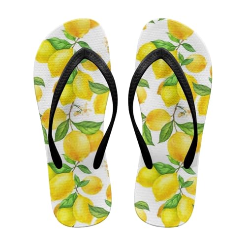 NETILGEN Flip-Flops mit Frucht-Zitrone-Motiv, leichte Sommer-Hausschuhe, bequeme, schnelltrocknende Strandsandalen mit rutschfester EVA-Sohle, Duschschuhe von NETILGEN