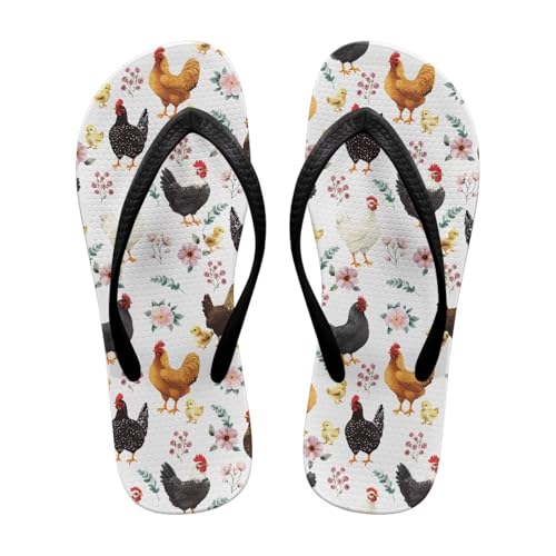 NETILGEN Flip-Flops mit weißem Blumenmotiv für Damen, Sommer-Strand-Pool-Slipper, flache Bade-Spa-Spazier-Duschschuhe NETILGEN Flip-Flops mit weißem Blumenmotiv für Damen, Sommer-Strand-Pool-Slipper, flache Bade-Spa-Spazier-Duschschuhe von NETILGEN