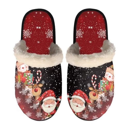 NETILGEN Frohe Weihnachten, gemütliche Hausschuhe für Damen und Herren, Unisex, bequeme Plüsch-Hausschuhe für drinnen und draußen, rutschfeste Winterschuhe NETILGEN Frohe Weihnachten, gemütliche Hausschuhe für Damen und Herren, Unisex, bequeme Plüsch-Hausschuhe für drinnen und draußen, rutschfeste Winterschuhe von NETILGEN